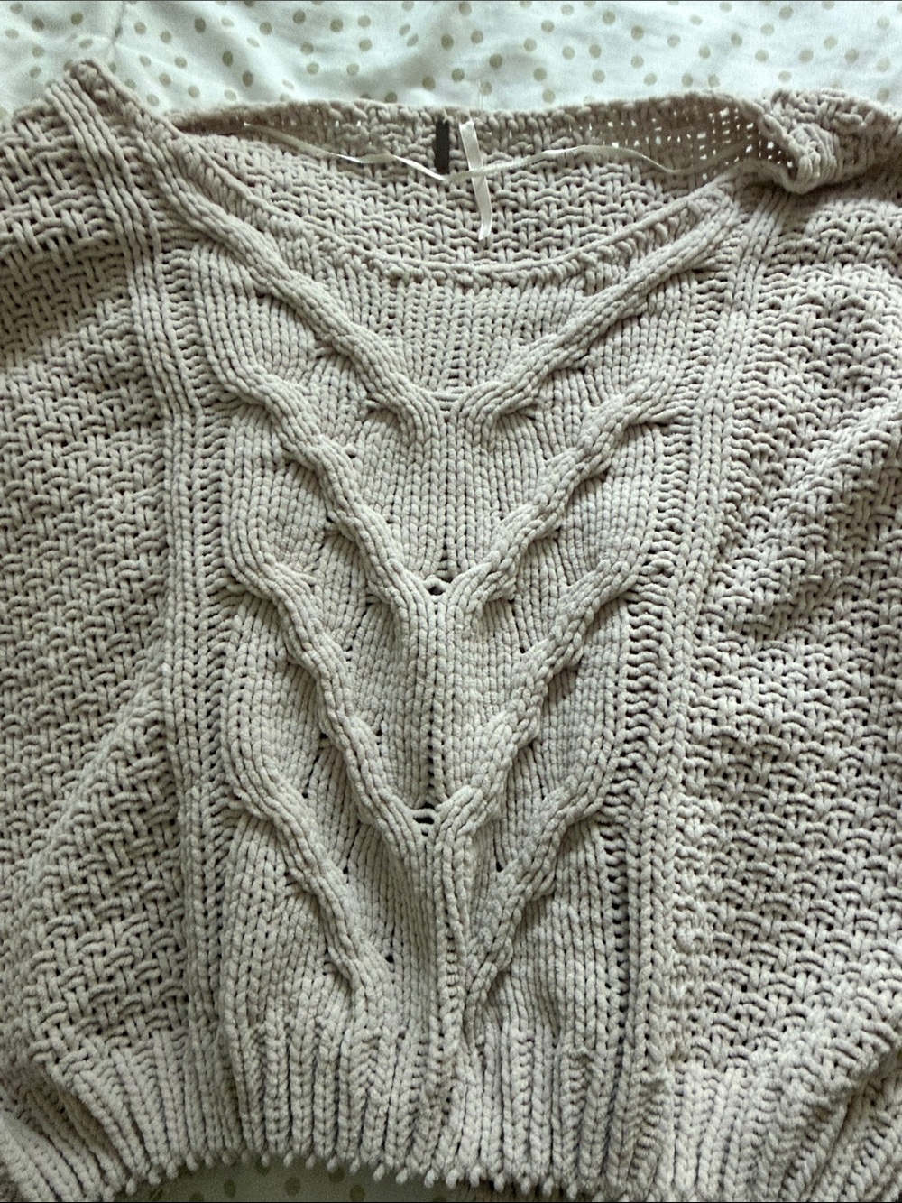 Free People Cable-Knit Cropped Sweater - Cream - Picture 2 of 3